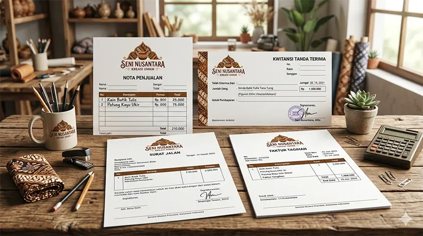 Contoh design nota, kwitansi, surat jalan dan faktur
